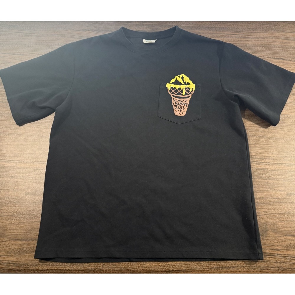 Snowday Mens Size XL Ice Cream Graphic Tee T Shirt Black Front Pocket